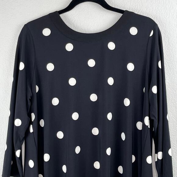 Anne Klein Black White Polka Dot 3/4 Sleeves High Low Tunic Top Plus 0X NWOT - Picture 5 of 13